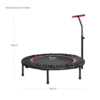 Foto 5 | Trampolin Aerobics Barra Fitness Ejercicio Jumping Rosa Centurfit