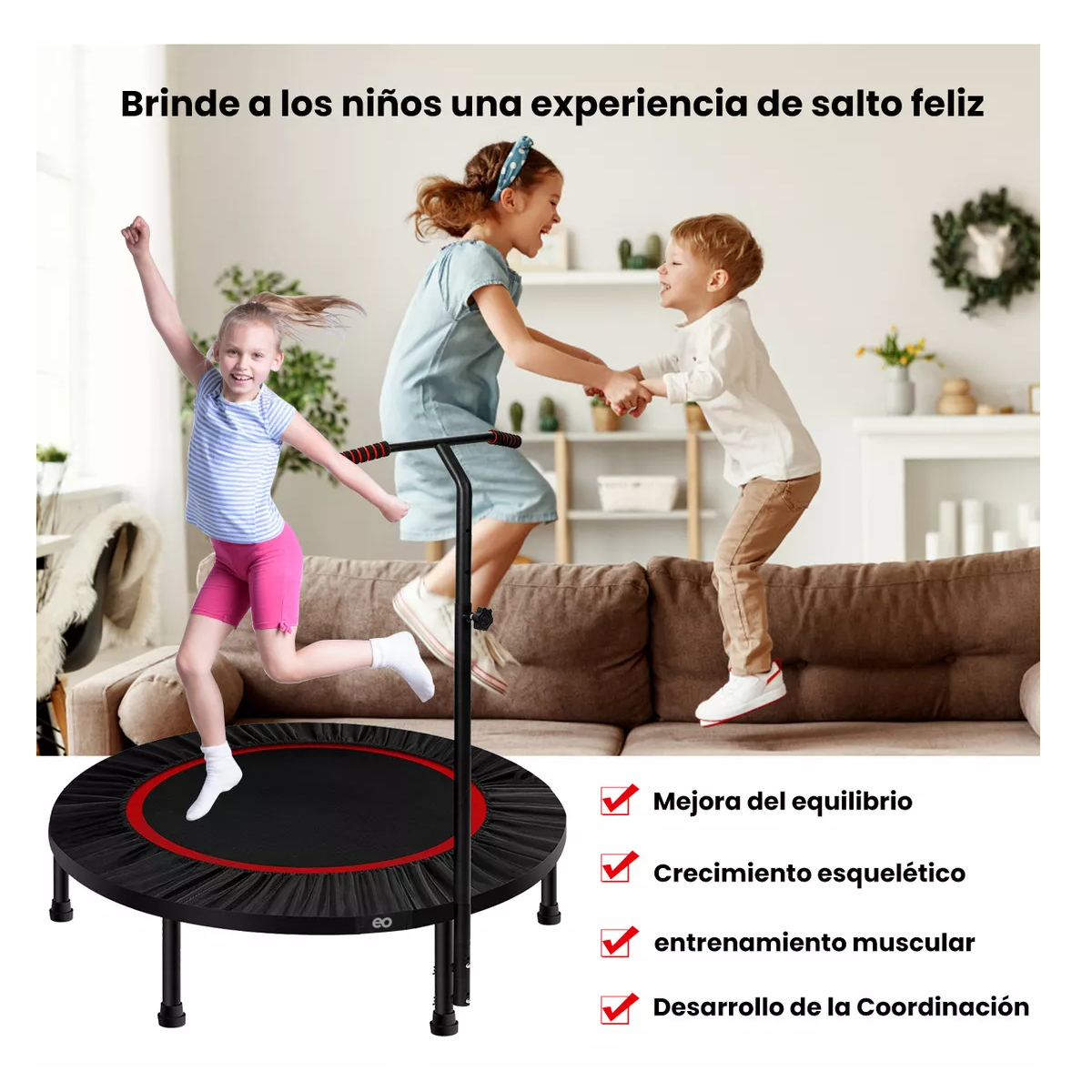 Foto 4 pulgar | Trampolín Fitness con Barra Ajustable Eo Safe Imports ESI-9169-1 Negro