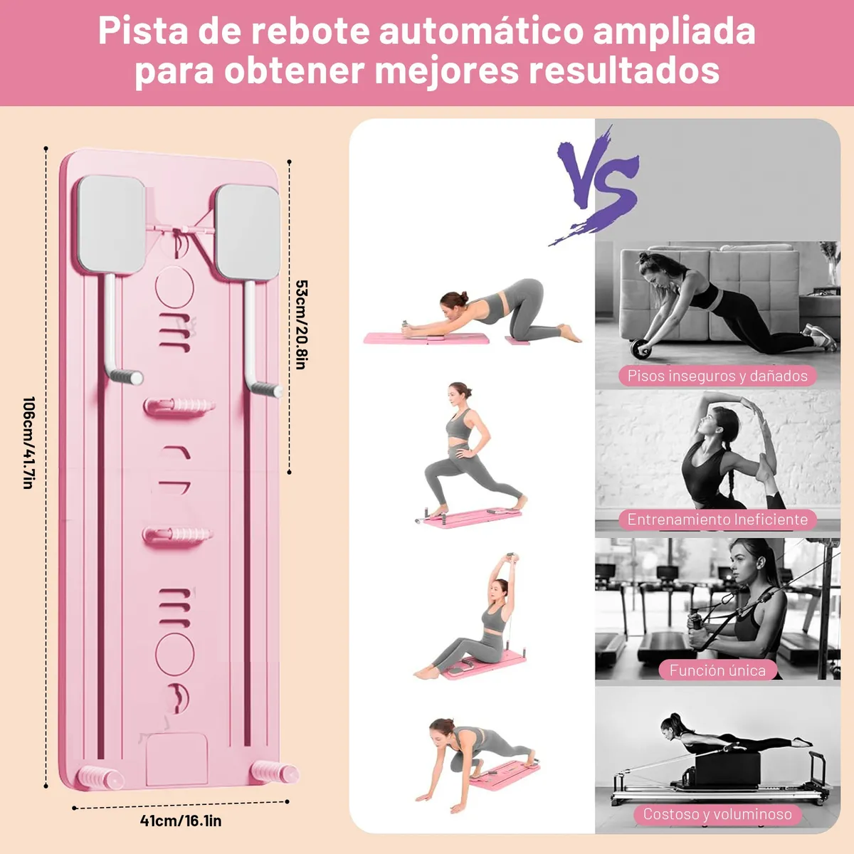 Foto 2 | Tabla Abdominal Multifuncional Rodillo Rosa Claro-4 Eo Safe Imports Esi-20842 Rosa