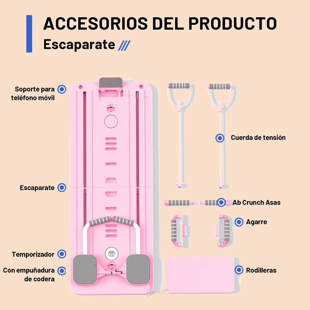 Foto 4 pulgar | Tabla Abdominal Multifuncional Rodillo Rosa Claro-4 Eo Safe Imports Esi-20842 Rosa