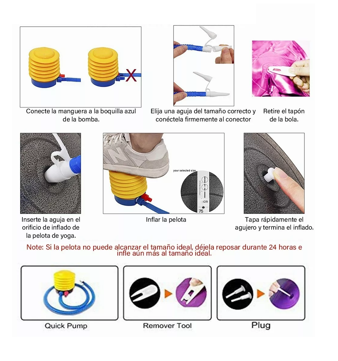 Foto 4 pulgar | Pelota Fitness para Yoga Belung 75 Cm color Rosa