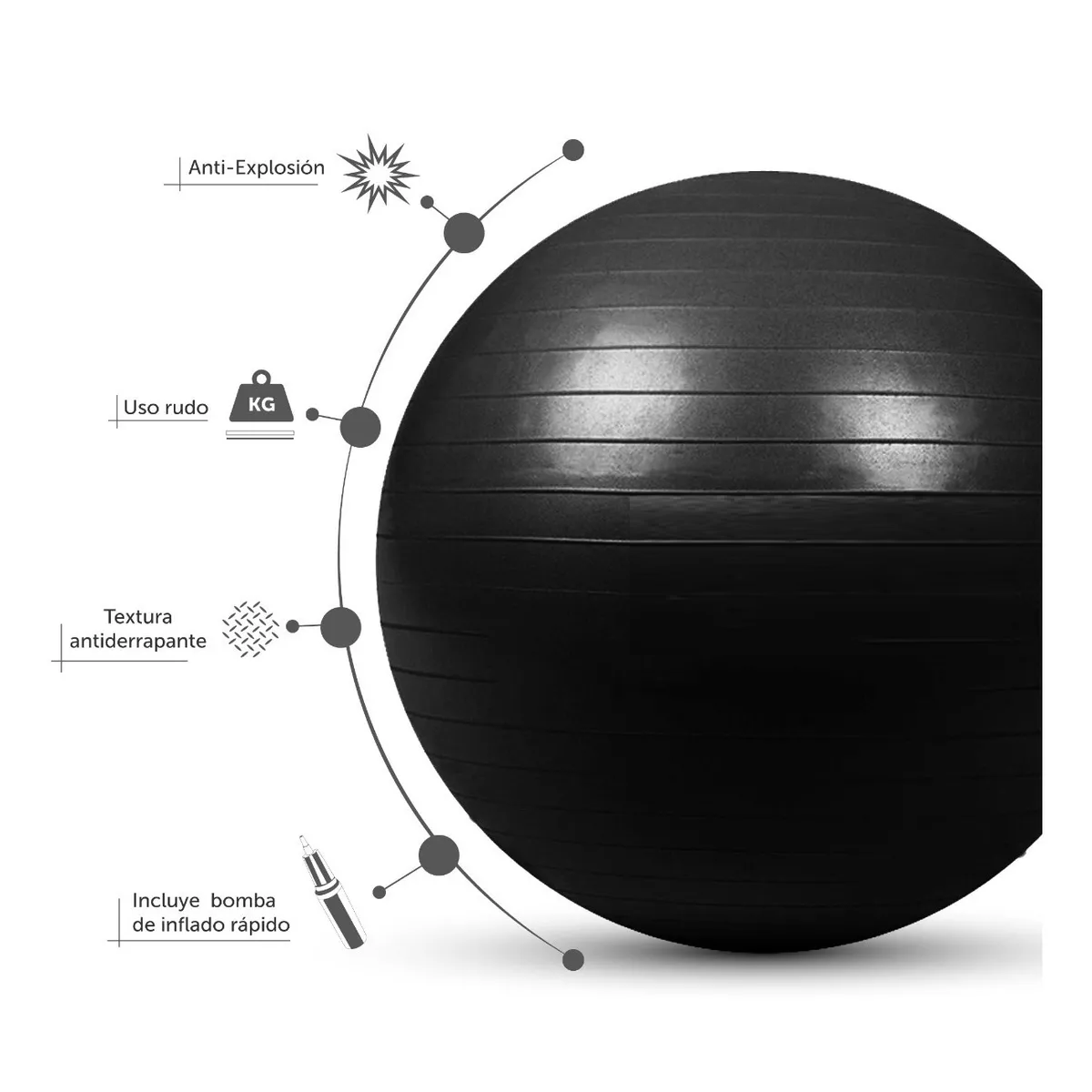 Foto 3 | Pelota Pilates Yoga Eo Safe Imports Esi-5709 Negro