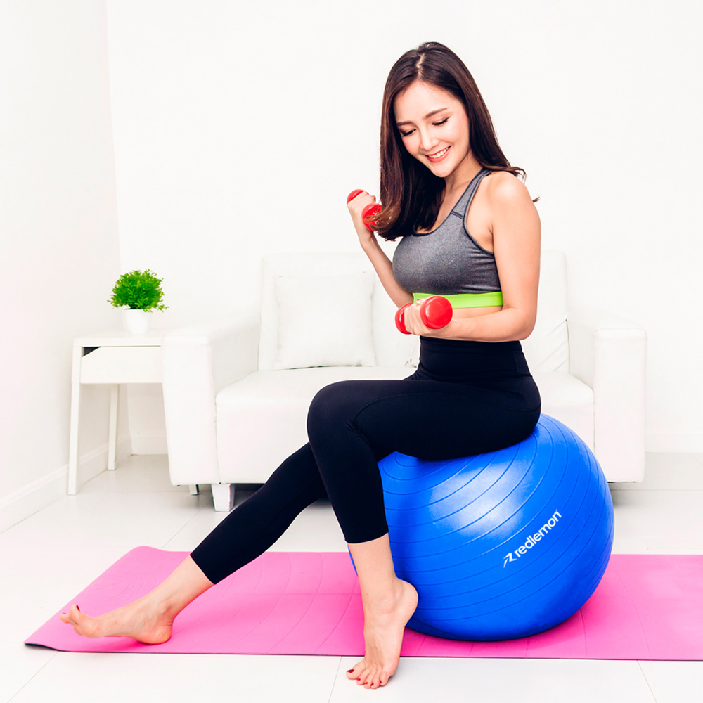 Foto 5 pulgar | Pelota para Pilates y Yoga Redlemon Azul 79489-bu con Bomba de Aire