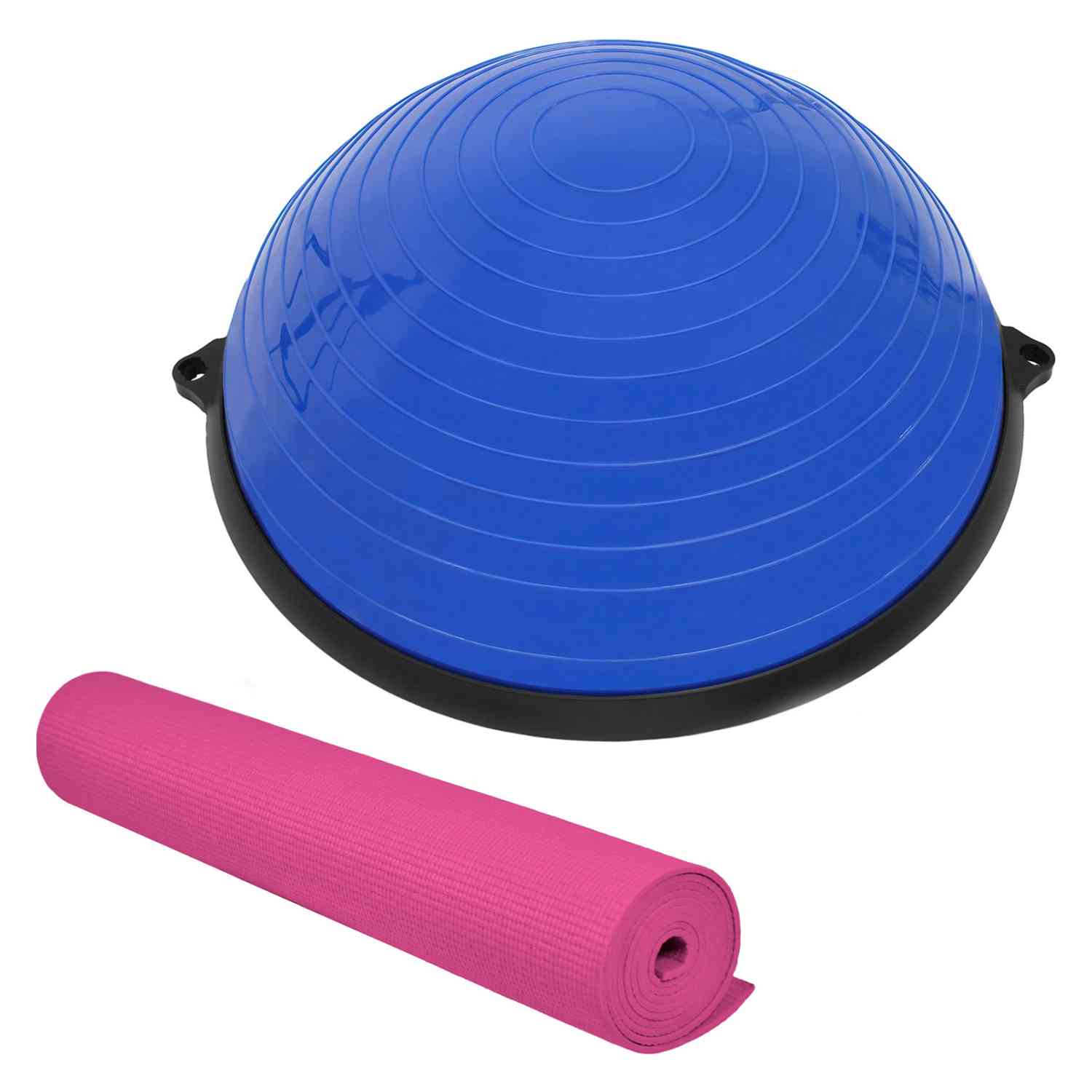 Pelota  tipo Bosu y Tapete Centurfit color Azul