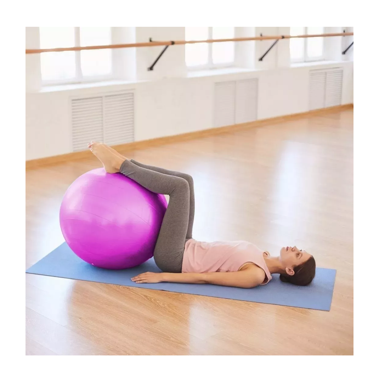 Foto 5 pulgar | Pelota Fitness BELUG de Yoga Acondicionamiento 75 cm con Bomba Rosa