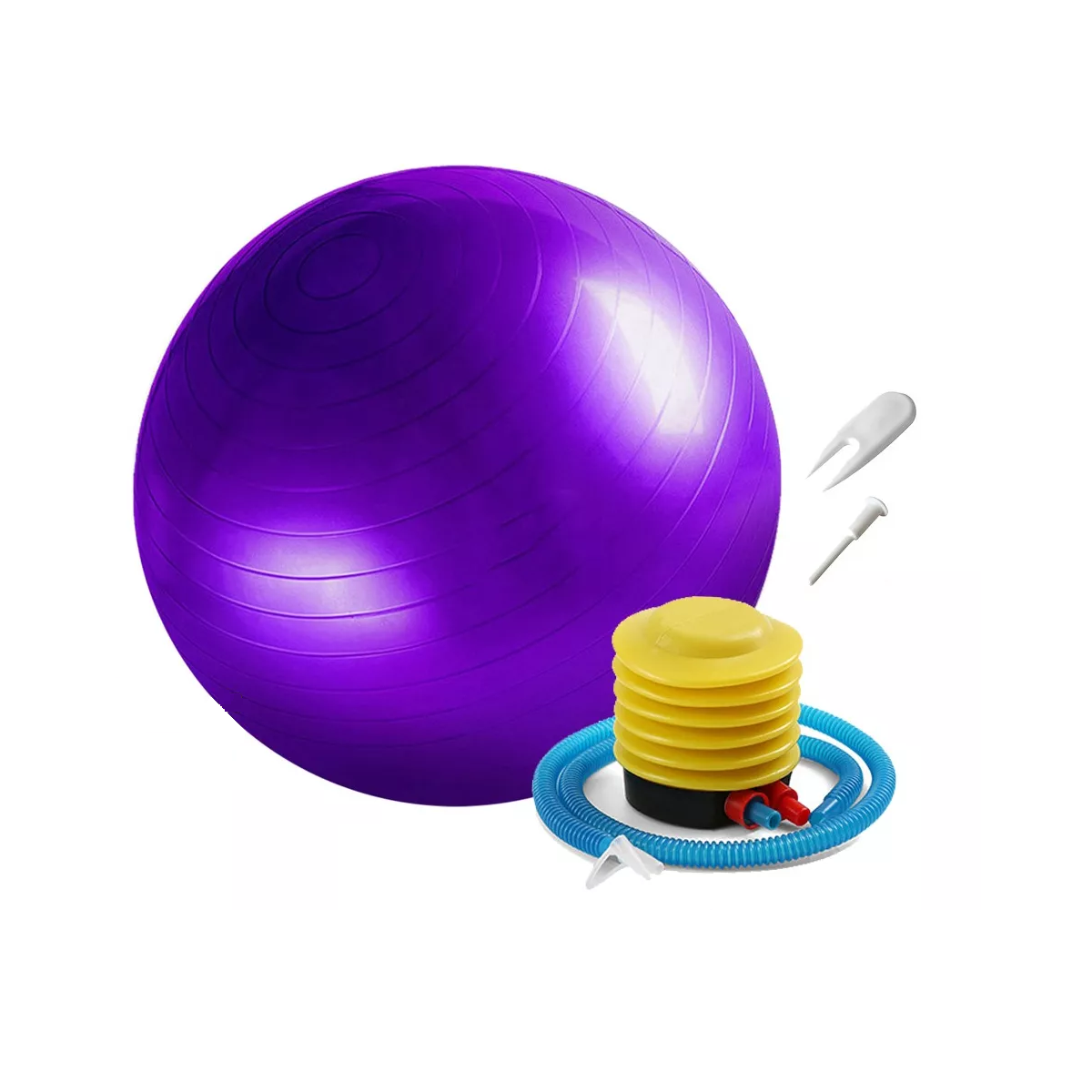 Pelota Fitness de Ejercicio + Bomba Eo Safe Imports ESI-8499 color Púrpura