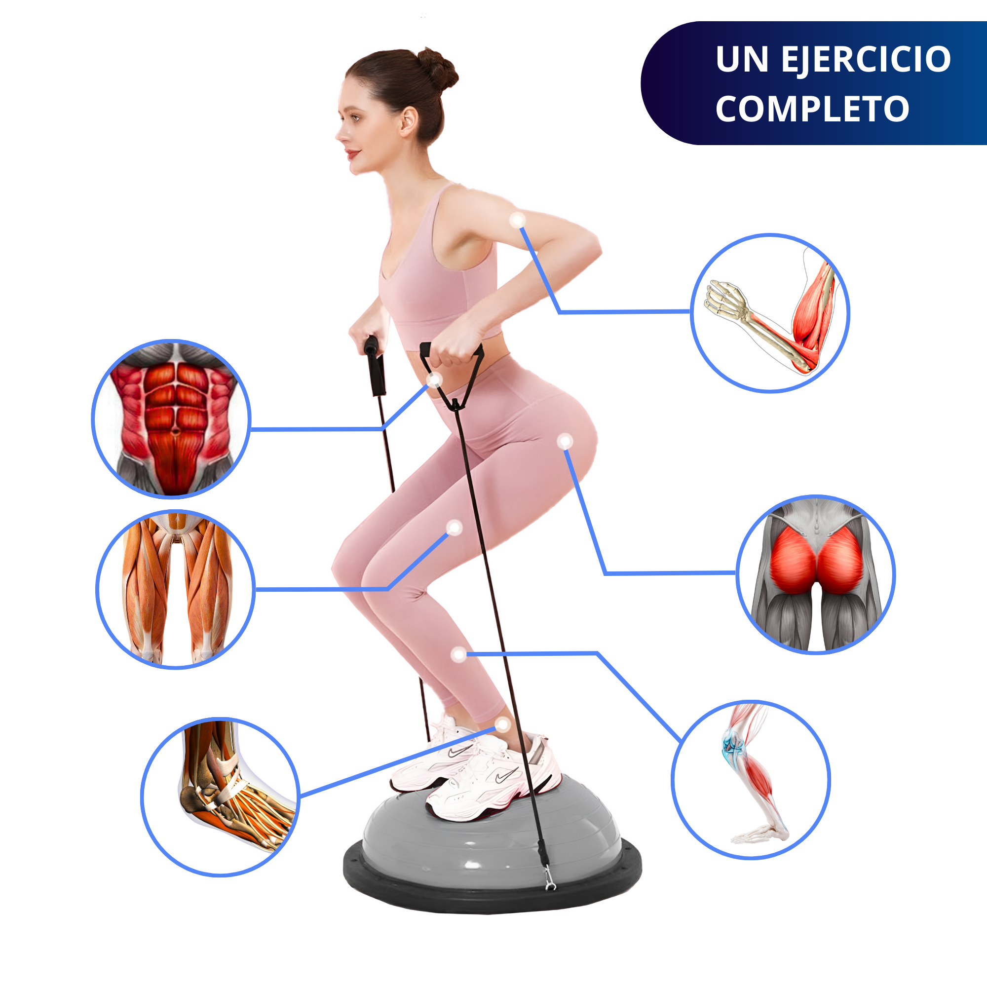 Foto 7 pulgar | Pelota Pilates Yoga Equilibrio Ecomlab Con Ligas Resistencia