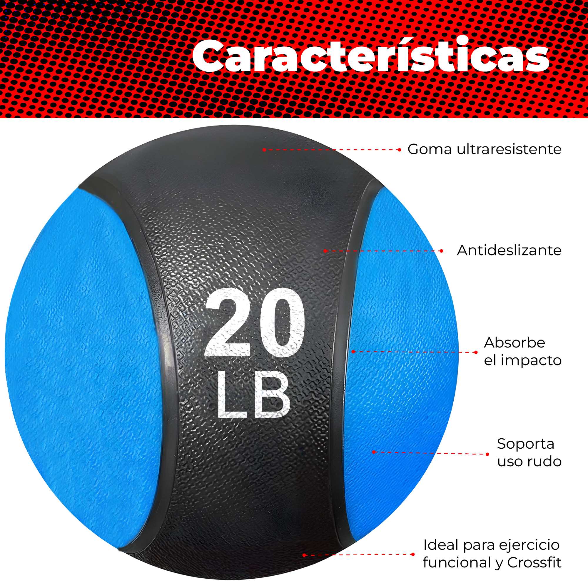 Foto 2 | Pelota Medicinal X-rush Azul 20 Libras