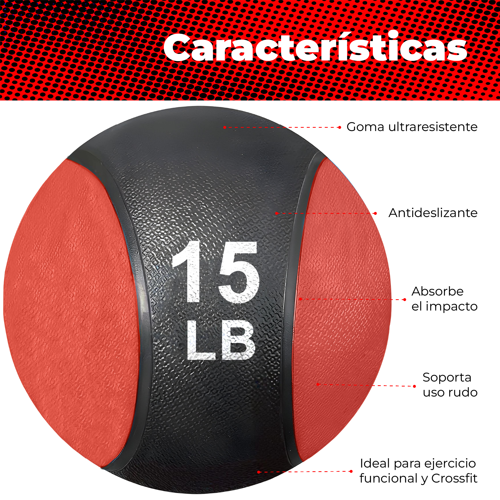 Foto 3 pulgar | Pelota Medicinal X-rush Roja 15 Libras