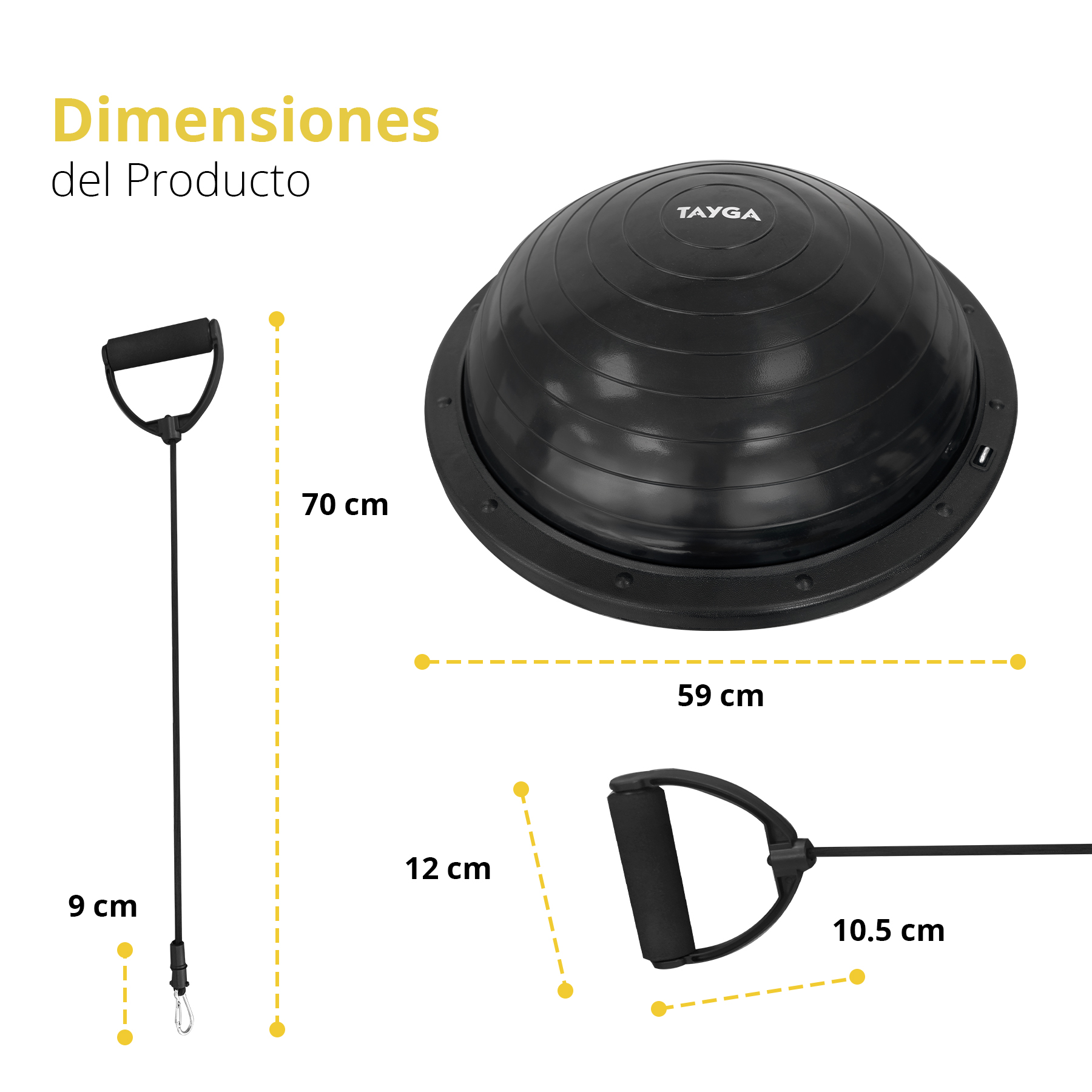 Foto 3 pulgar | Entrenador De Equilibrio Tayga 60cm Color Negro, Dos Agarraderas Y Bomba.