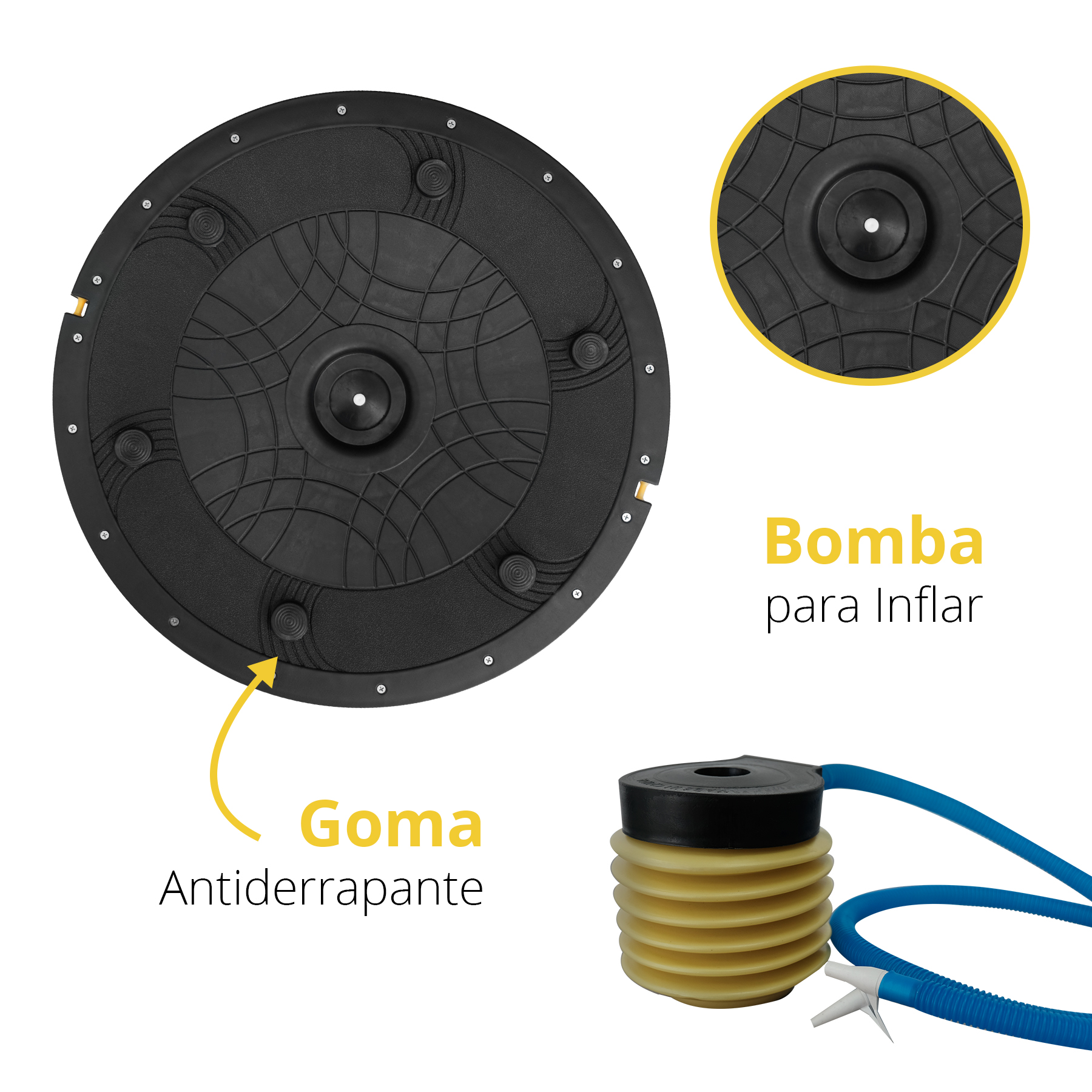 Foto 4 pulgar | Entrenador De Equilibrio Tayga 60cm Color Negro Con Bomba Para Inflar.