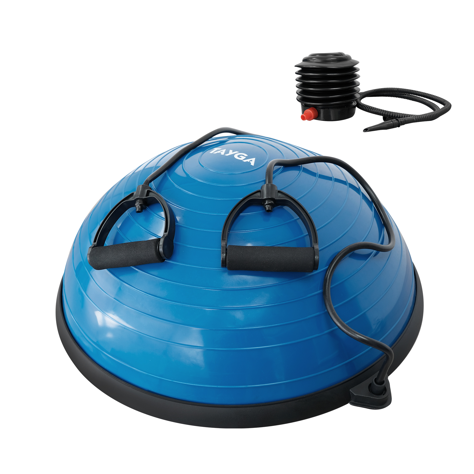 Entrenador De Equilibrio Tayga 58cm Color Azul Con Dos Agarres Y Bomba Para Inflar.