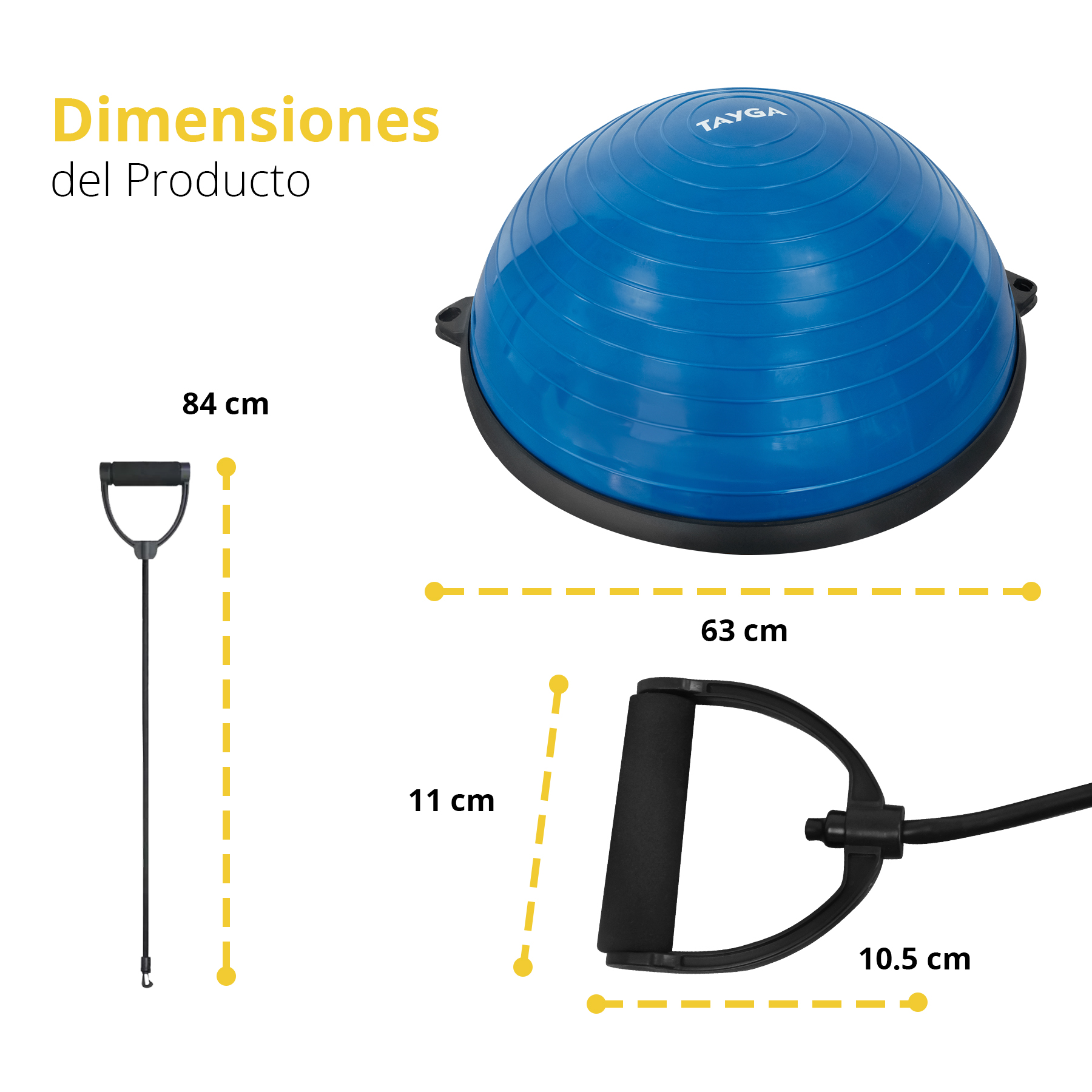 Foto 3 pulgar | Entrenador De Equilibrio Tayga 58cm Color Azul Con Dos Agarres Y Bomba Para Inflar.