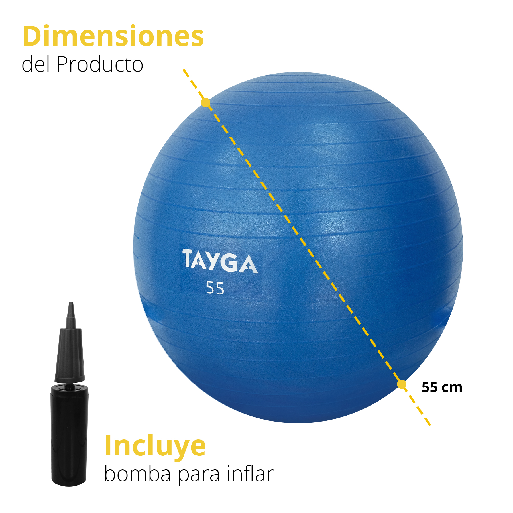 Foto 3 pulgar | Pelota Yoga Azul Tayga, 55cm Diam C/bomba