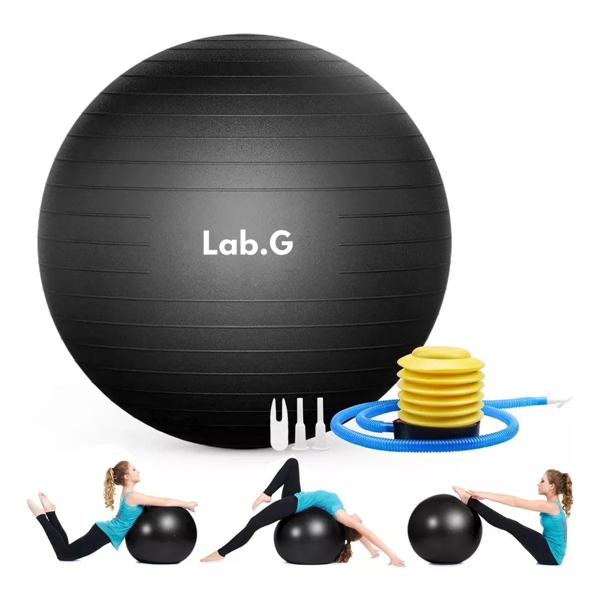 Foto 3 pulgar | Pelota De Yoga/fitness/pilates/ejercicio 65cm  Incluye Bomba Lab.g Negro