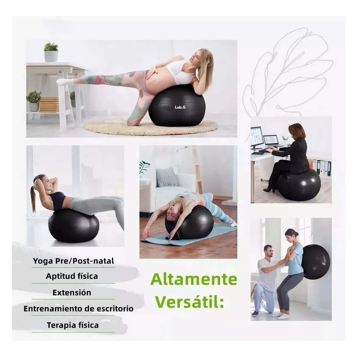 Foto 4 pulgar | Pelota De Yoga/fitness/pilates/ejercicio 65cm  Incluye Bomba Lab.g Negro