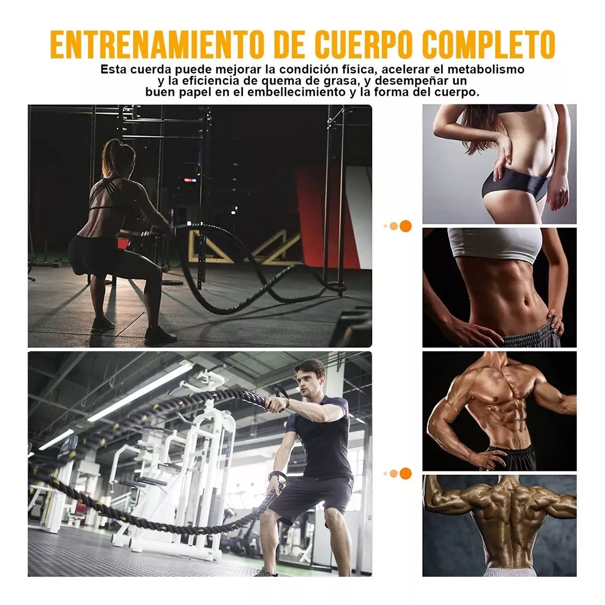 Foto 3 | Cuerda de Batalla Crossfit con Ancla Eo Safe Imports ESI-9059 Negro 9 m