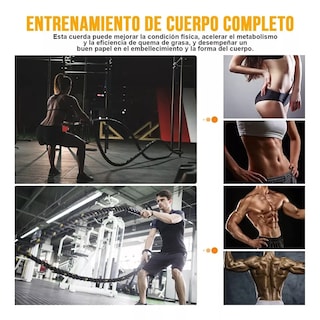 Foto 3 | Cuerda Batalla Crossfit Gym C/ancla 9m Eo Safe Imports Esi-9059-1 Negro