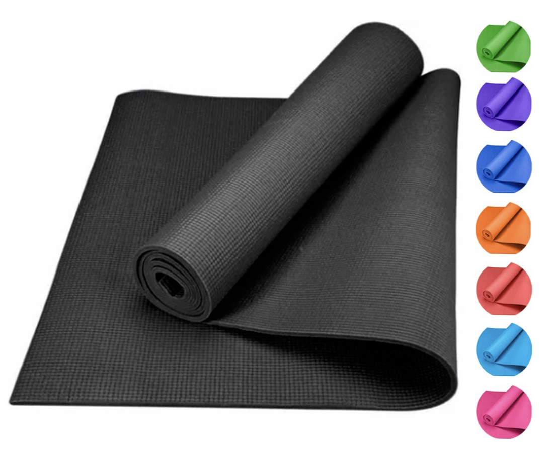 Tapete Funbu color Negro para Yoga Pilates Fitness Ejercicio Portátil 3 MM de Grosor