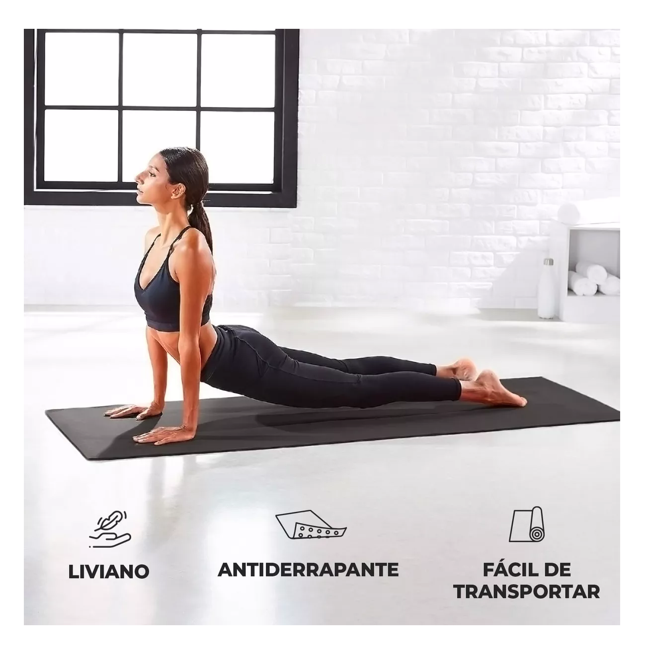 Foto 5 | Tapete Portátil para Yoga Pilates Fitness Ejercicio y Relajación Negro