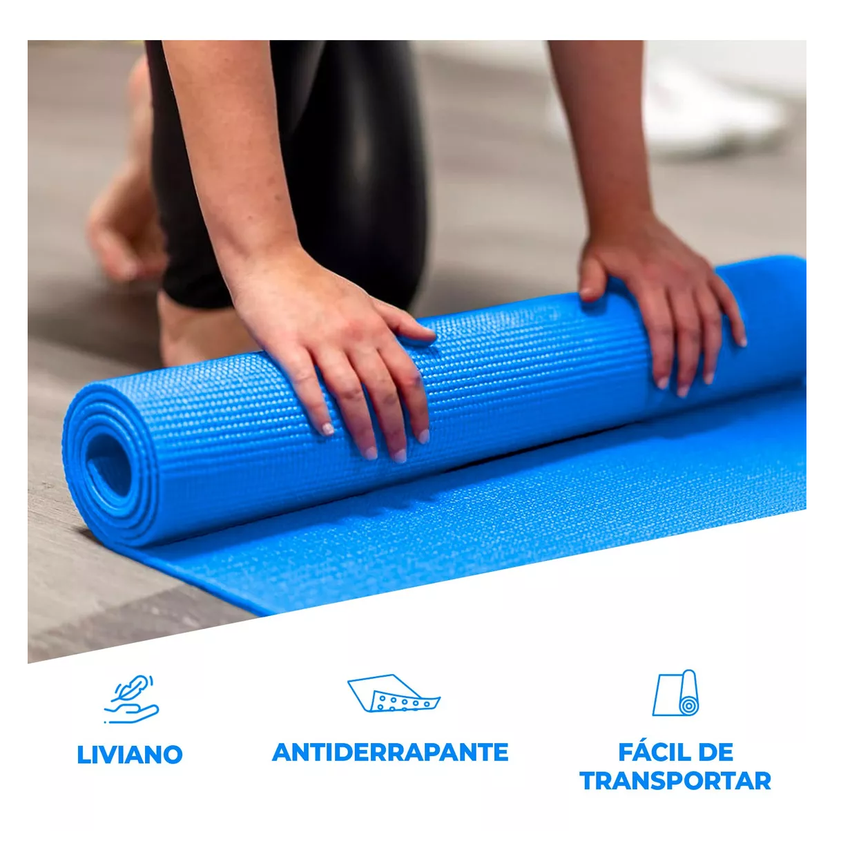 Foto 5 pulgar | Tapete Portátil para Yoga Pilates Fitness Ejercicio y Relajación Azul