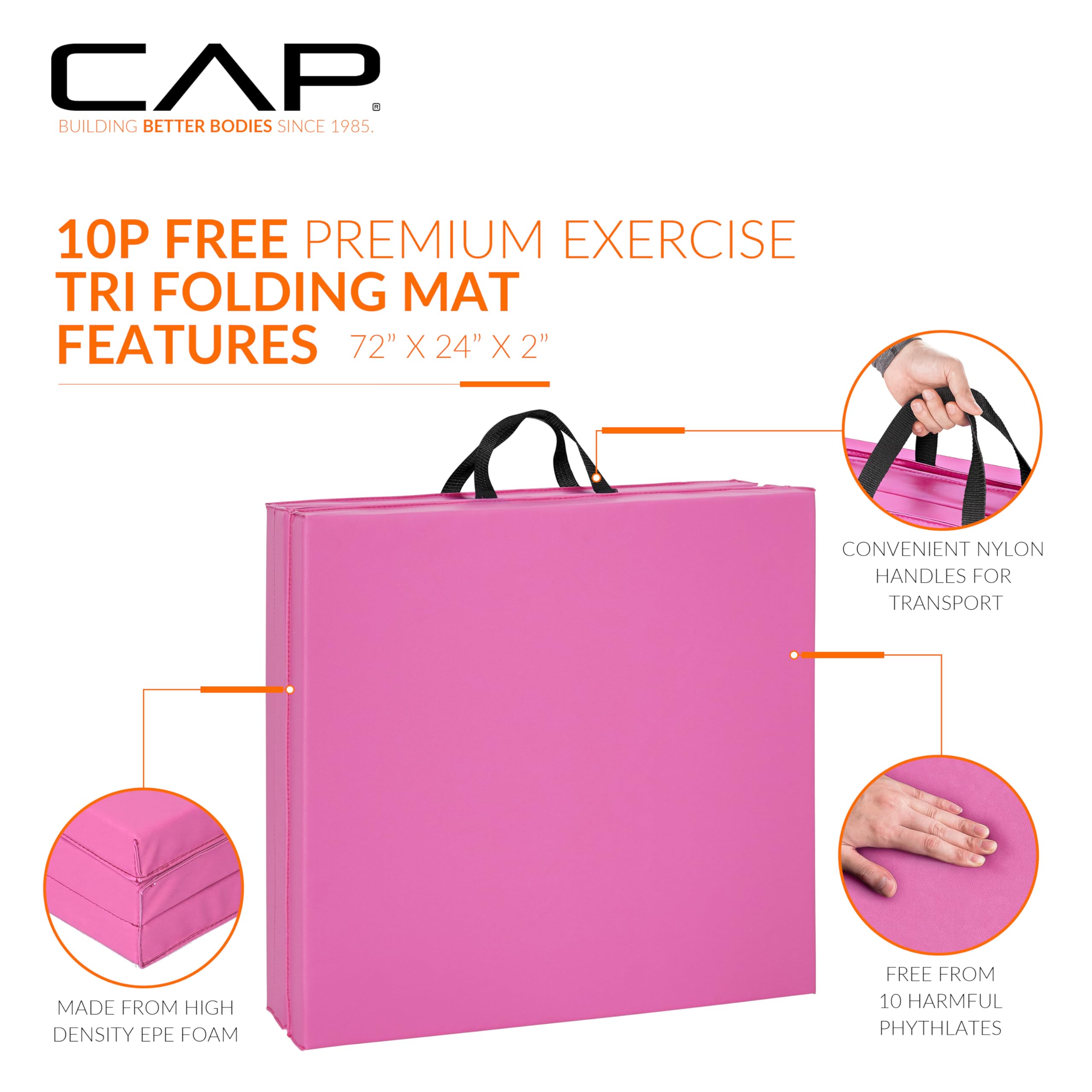 Foto 3 | Colchoneta Plegable Para Ejercicios Cap Barbell, Duradera, Antidesgarros, Rosa - Venta Internacional.