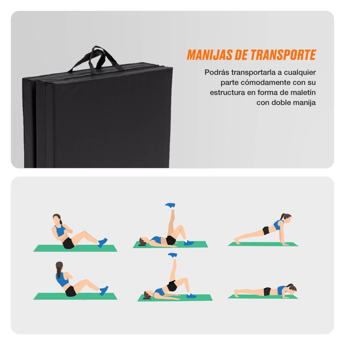 Foto 5 pulgar | Colchoneta Gimnasia Bodytrainer Plegable 180x60 Cm Negra