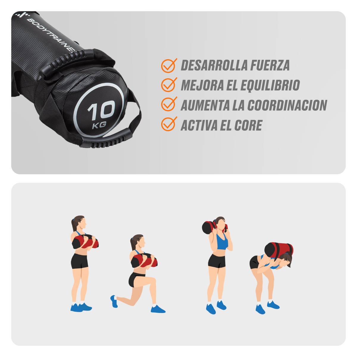 Foto 5 pulgar | Saco Entrenamiento Bodytrainer Sandbag 10 Kg Negro