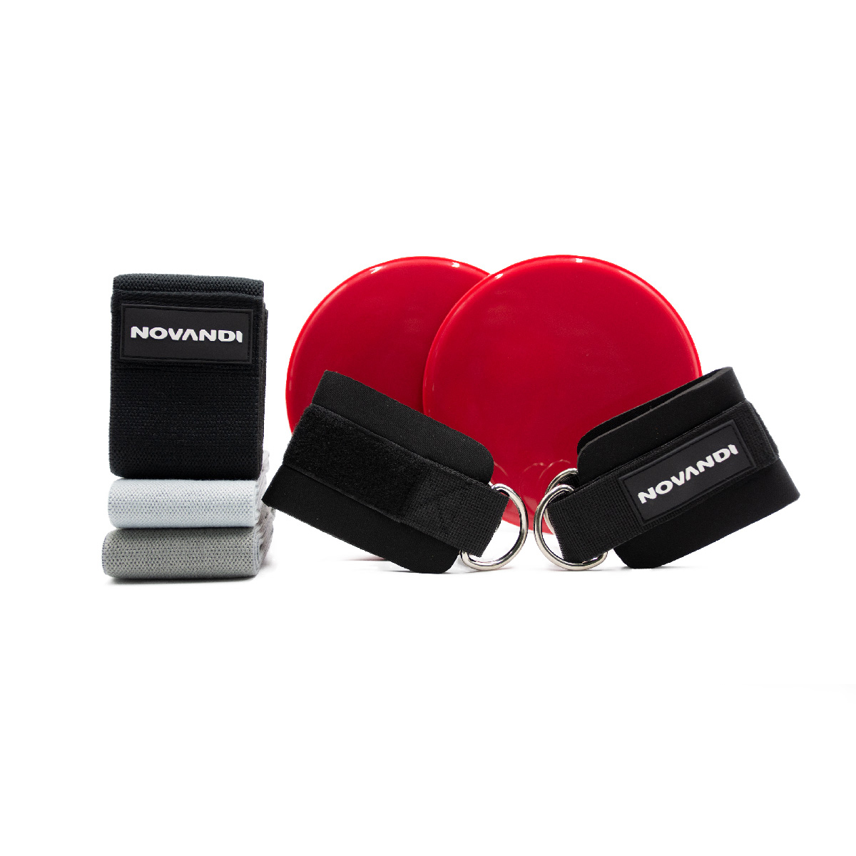 Kit de Ejercicio Bandas de Resistencia Poleas y Discos Deslizantes Novandi Multicolor