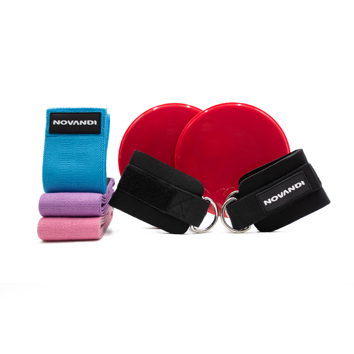 Kit de Ejercicio Bandas de Resistencia Poleas y Discos Deslizantes Novandi Multicolor