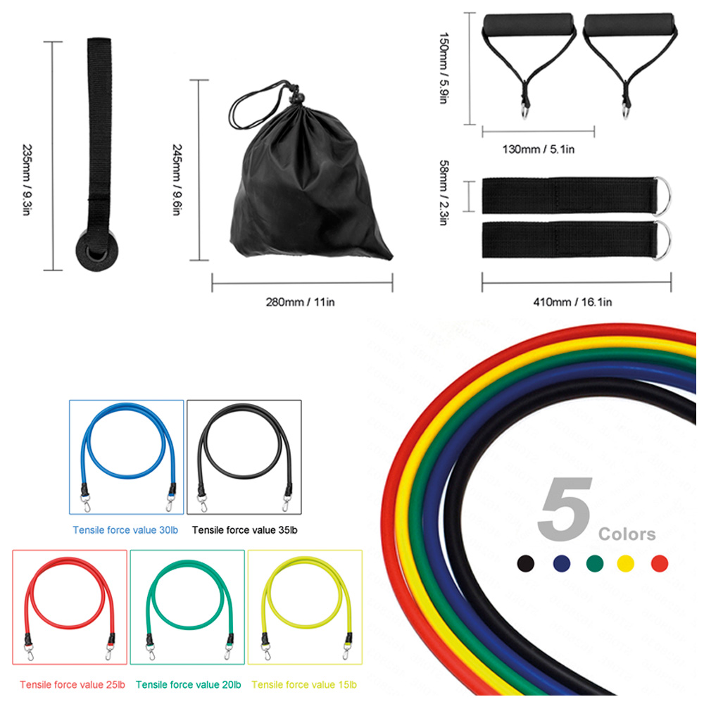 Foto 5 | Bandas Elásticas De Resistencia Ejercicios Kit De 11 Piezas