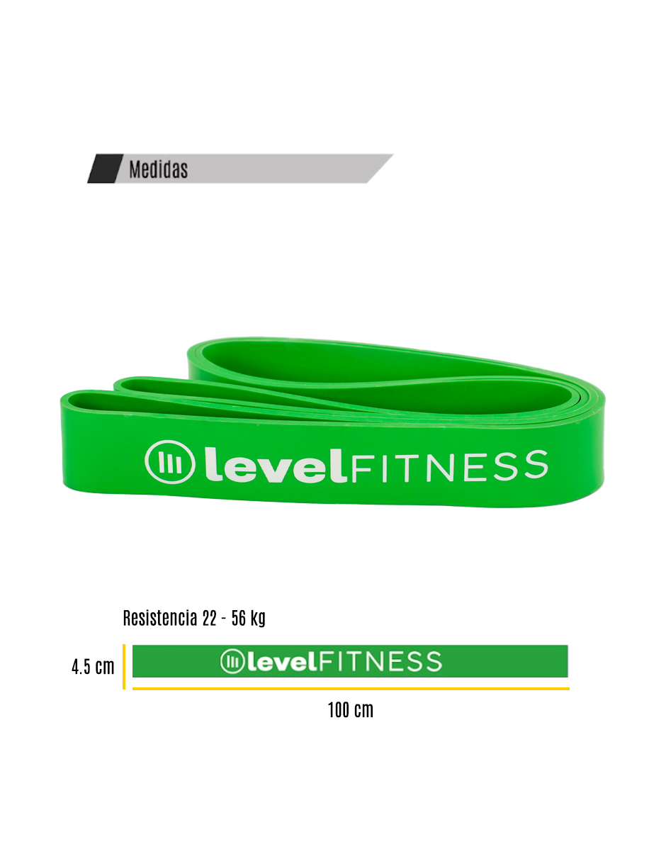 Foto 3 pulgar | Banda se Resistencia #5 Level Fitness Verde