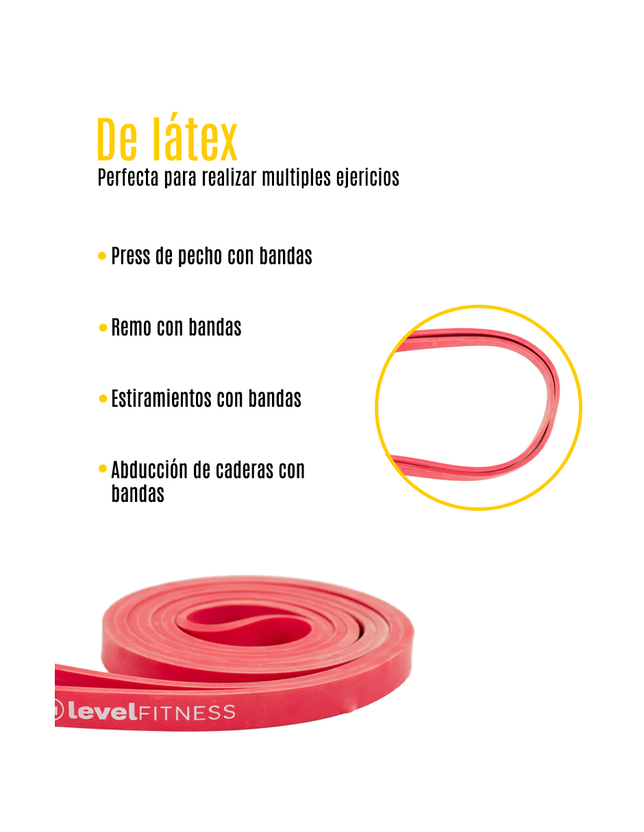 Foto 4 pulgar | Banda Elástica Level Fitness de Resistencia color Rojo