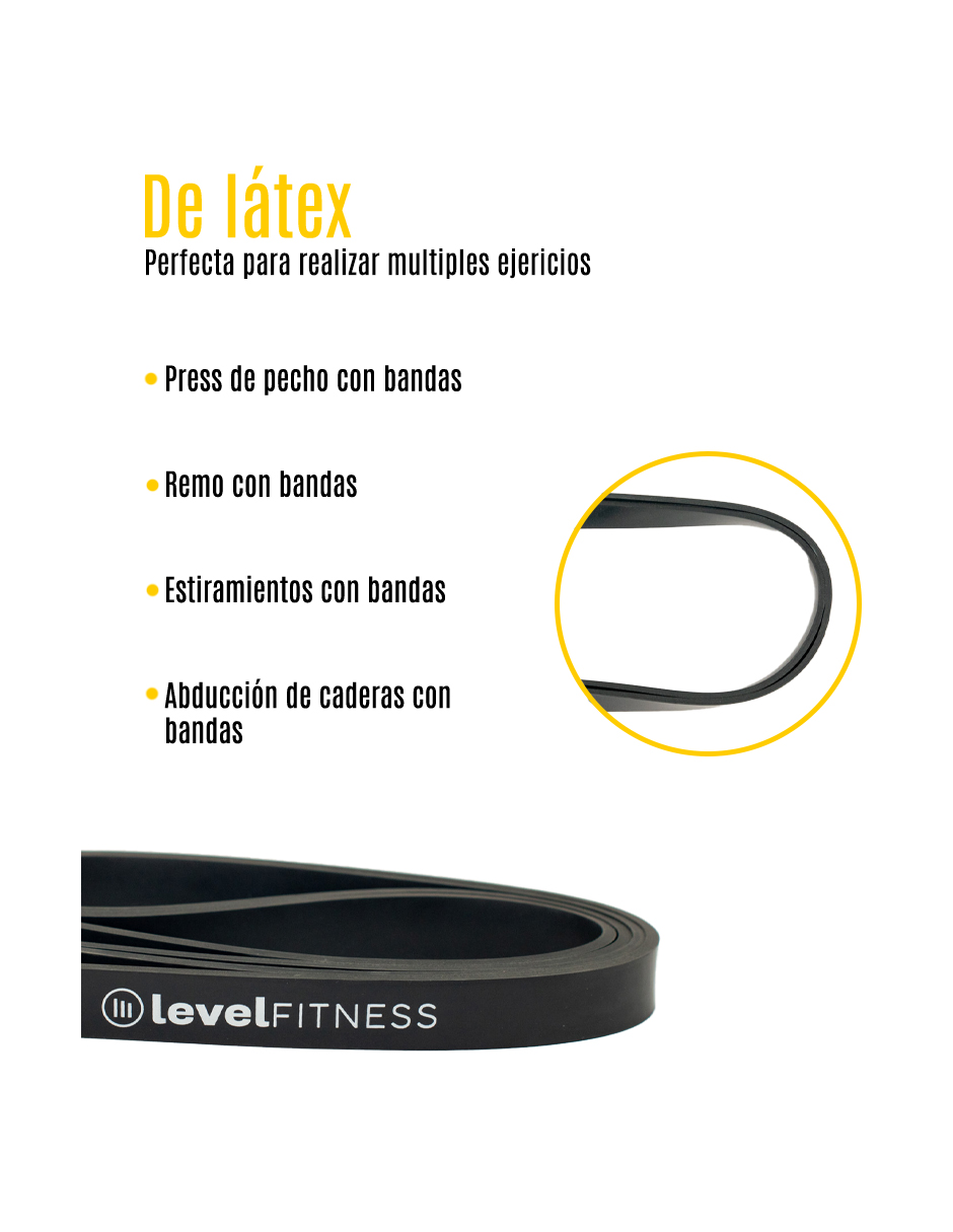 Foto 4 pulgar | Banda Elástica Level Fitness de Resistencia color Negro
