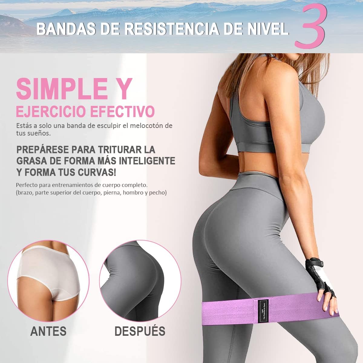 Foto 2 | Bandas de Resistencia Biinse Multicolor Pack de 3