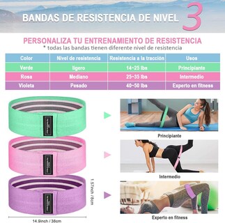 Foto 3 | Bandas de Resistencia Biinse Multicolor Pack de 3