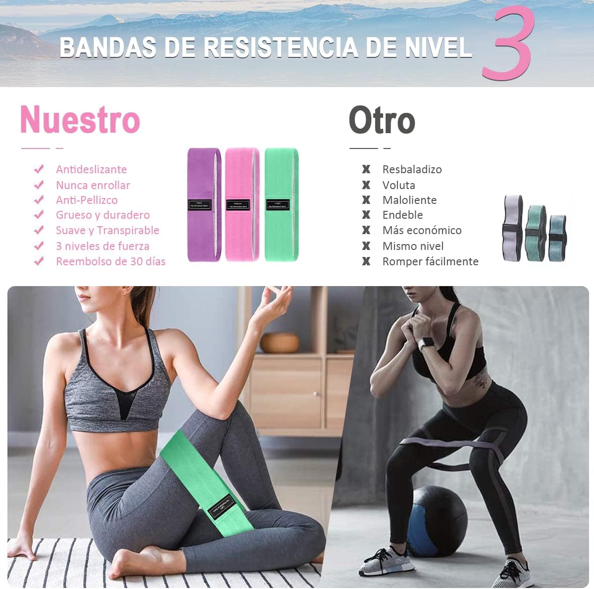 Foto 5 pulgar | Bandas de Resistencia Biinse Multicolor Pack de 3