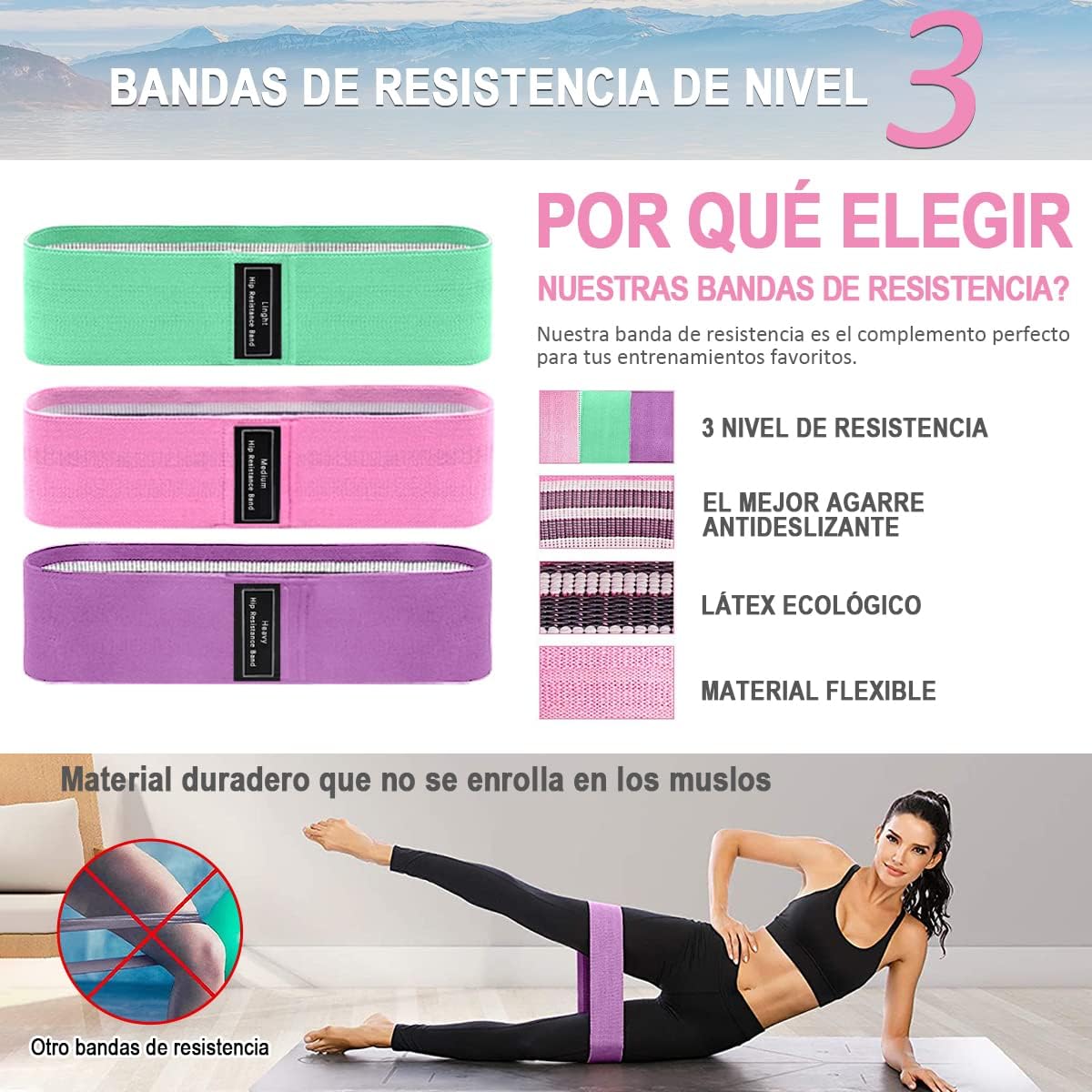 Foto 8 pulgar | Bandas de Resistencia Biinse Multicolor Pack de 3