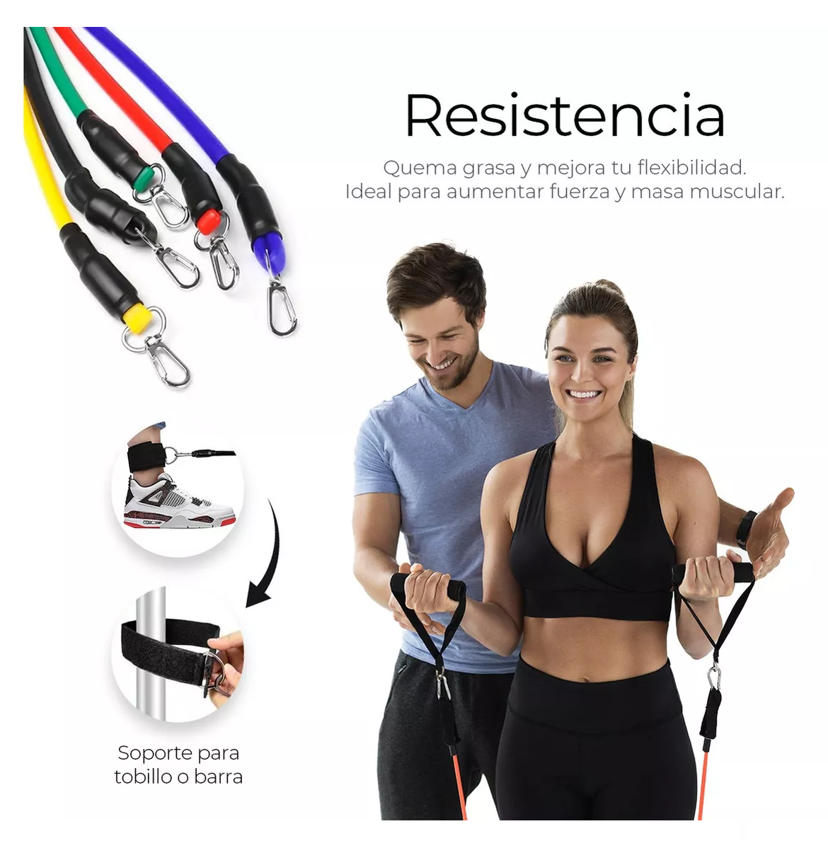 Foto 5 | Bandas De Resistencia Gimnasio Ligas Ejercicio Yoga Fitness Multicolor