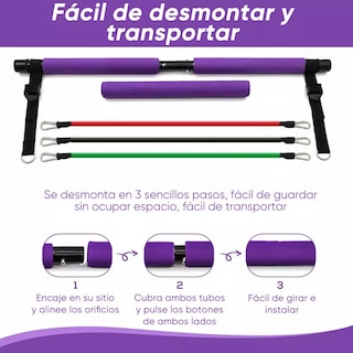Foto 2 | Kit Barra De Ejercicio Pilates Yoga Gluteos Multifuncional Eo Safe Imports Esi-16520 Purpura