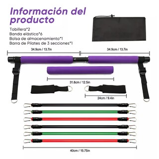 Foto 3 | Kit Barra De Ejercicio Pilates Yoga Gluteos Multifuncional Eo Safe Imports Esi-16520 Purpura