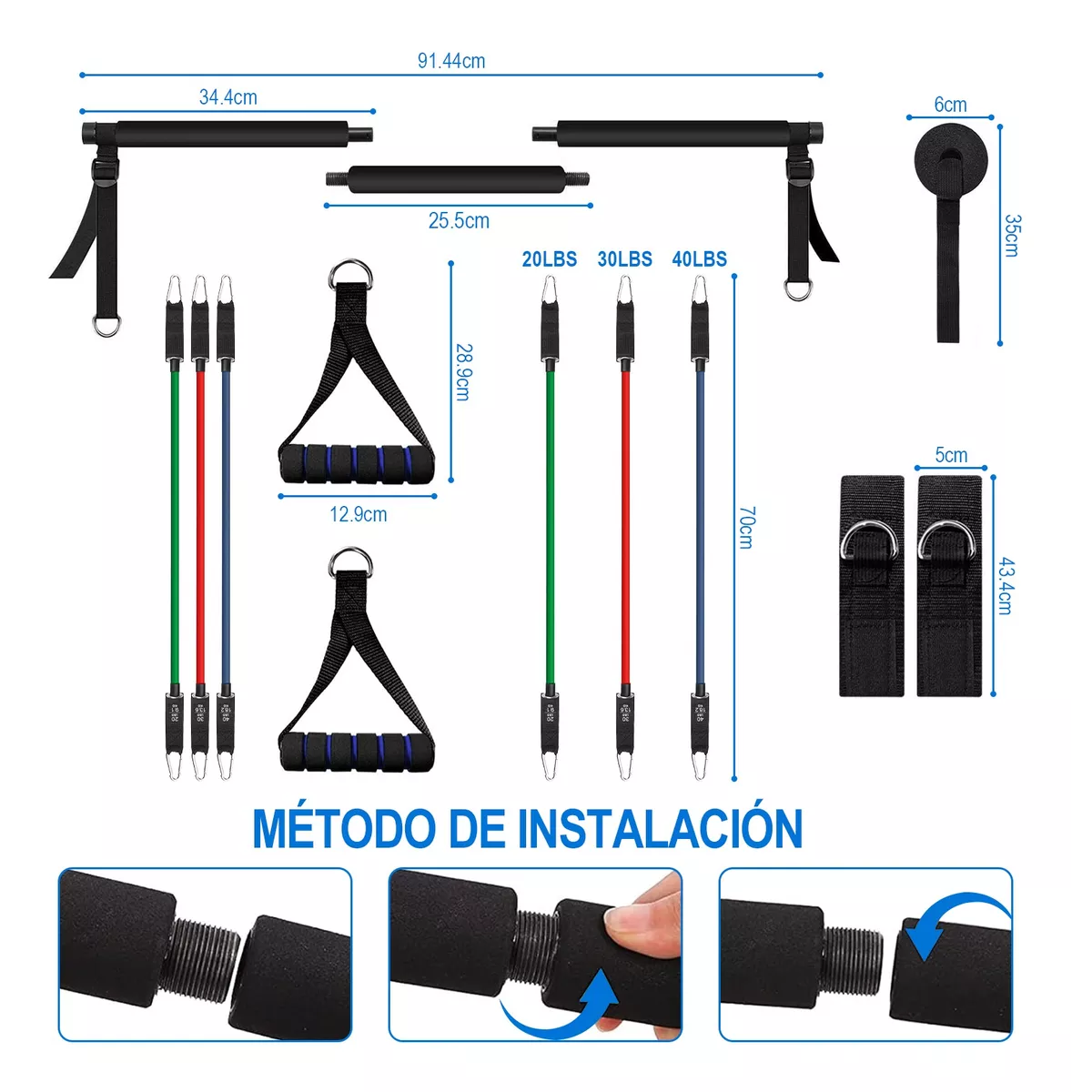 Foto 3 | Kit De Banda De Resistencia Ligas Para Ejercicio 23pc Eo Safe Imports Esi-17504 Multicolor