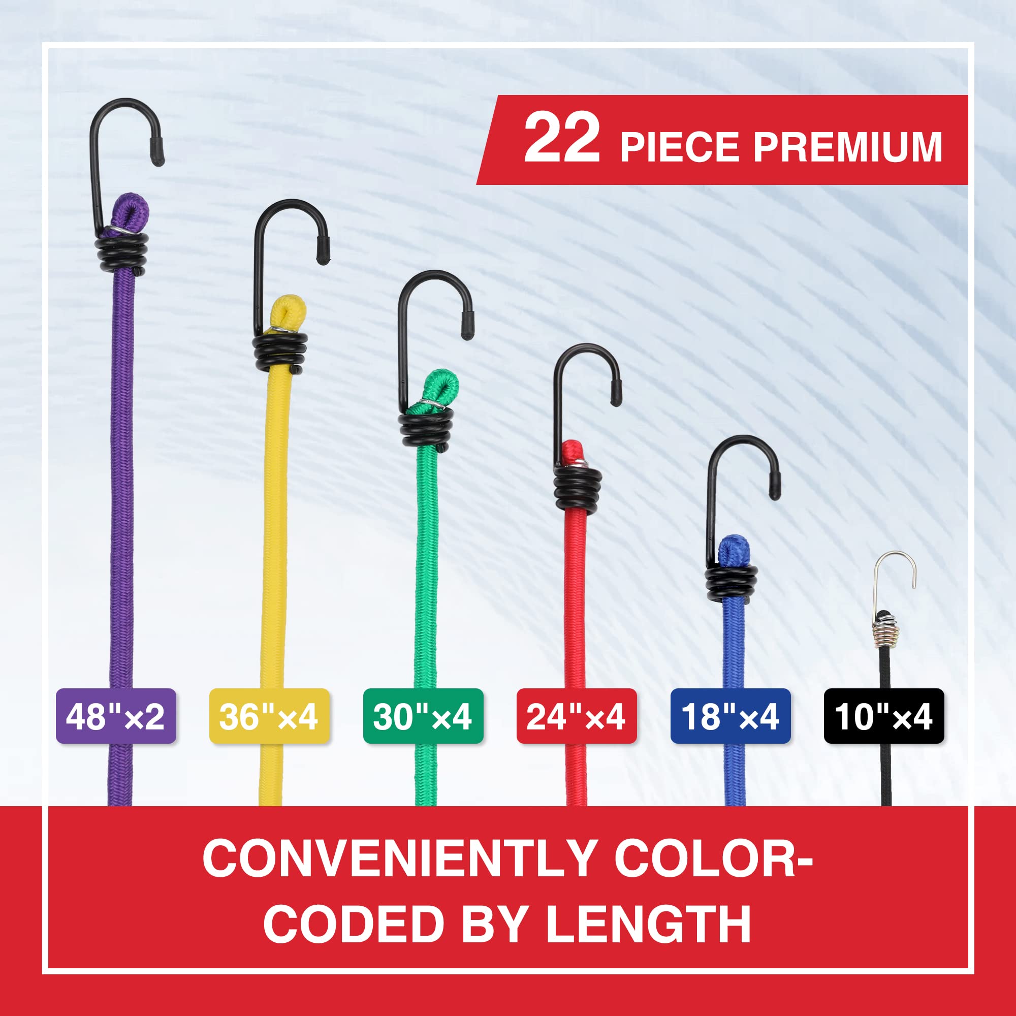 Foto 3 pulgar | Bungee Cords Workpro Heavy Duty Outdoor, 22 Unidades Con Tarro De Almacenamiento - Venta Internacional.