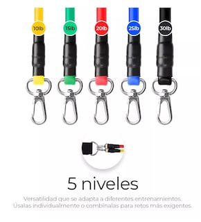 Foto 4 | Bandas De Resistencia Gimnasio Ligas Ejercicio Yoga Fitness Multicolor