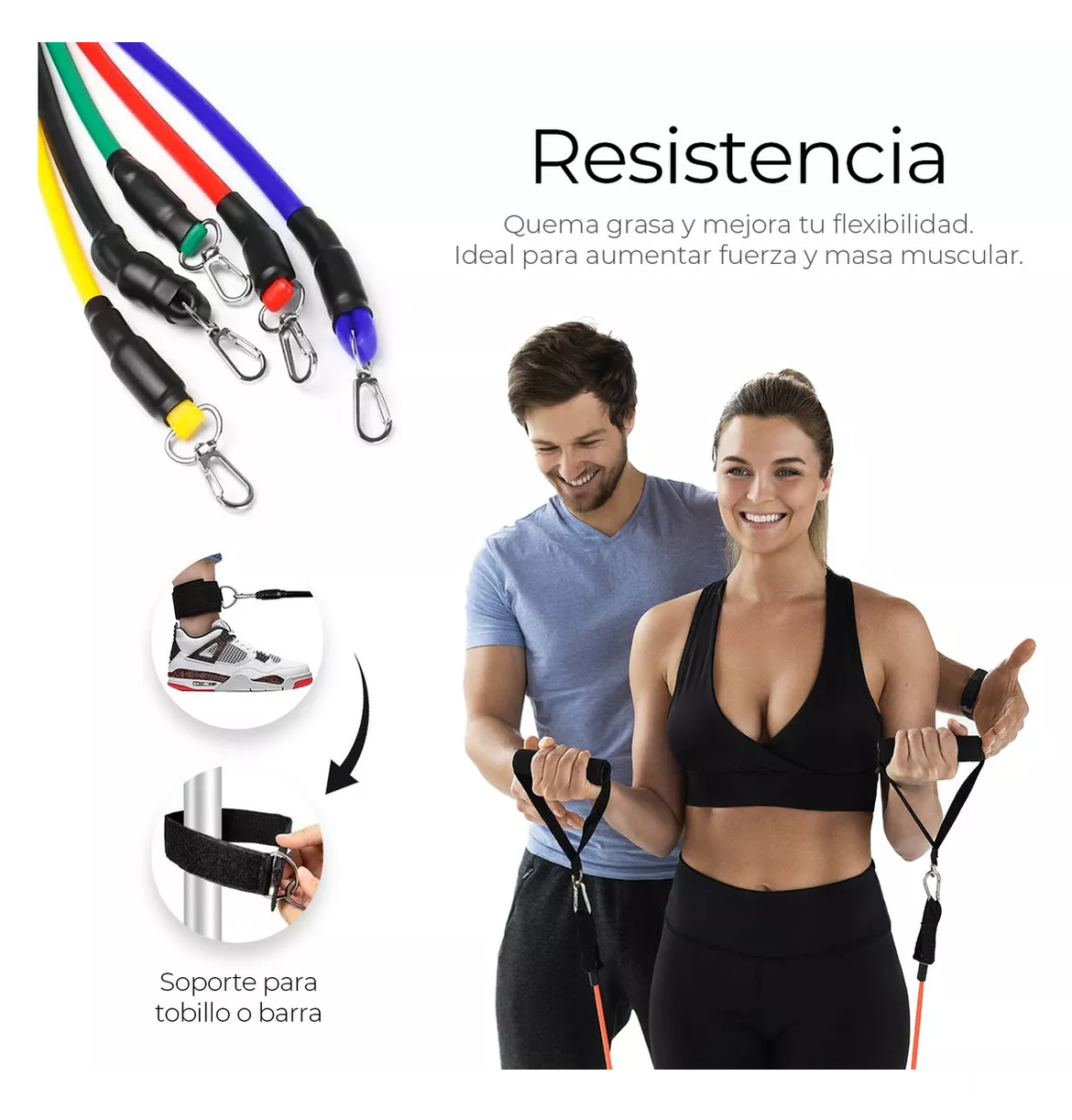 Foto 6 pulgar | Bandas De Resistencia Gimnasio Ligas Ejercicio Yoga Fitness Multicolor