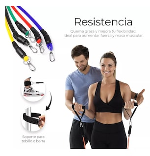 Foto 5 | Bandas De Resistencia Gimnasio Ligas Ejercicio Yoga Fitness Multicolor