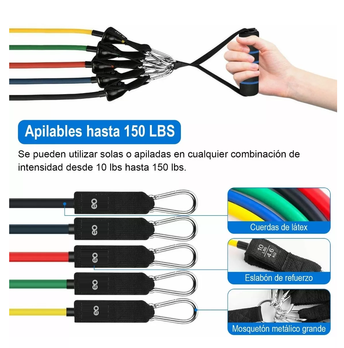 Foto 3 pulgar | Kit Bandas de Resistencia para Ejercicio Eo Safe Imports Multicolor 23 Piezas