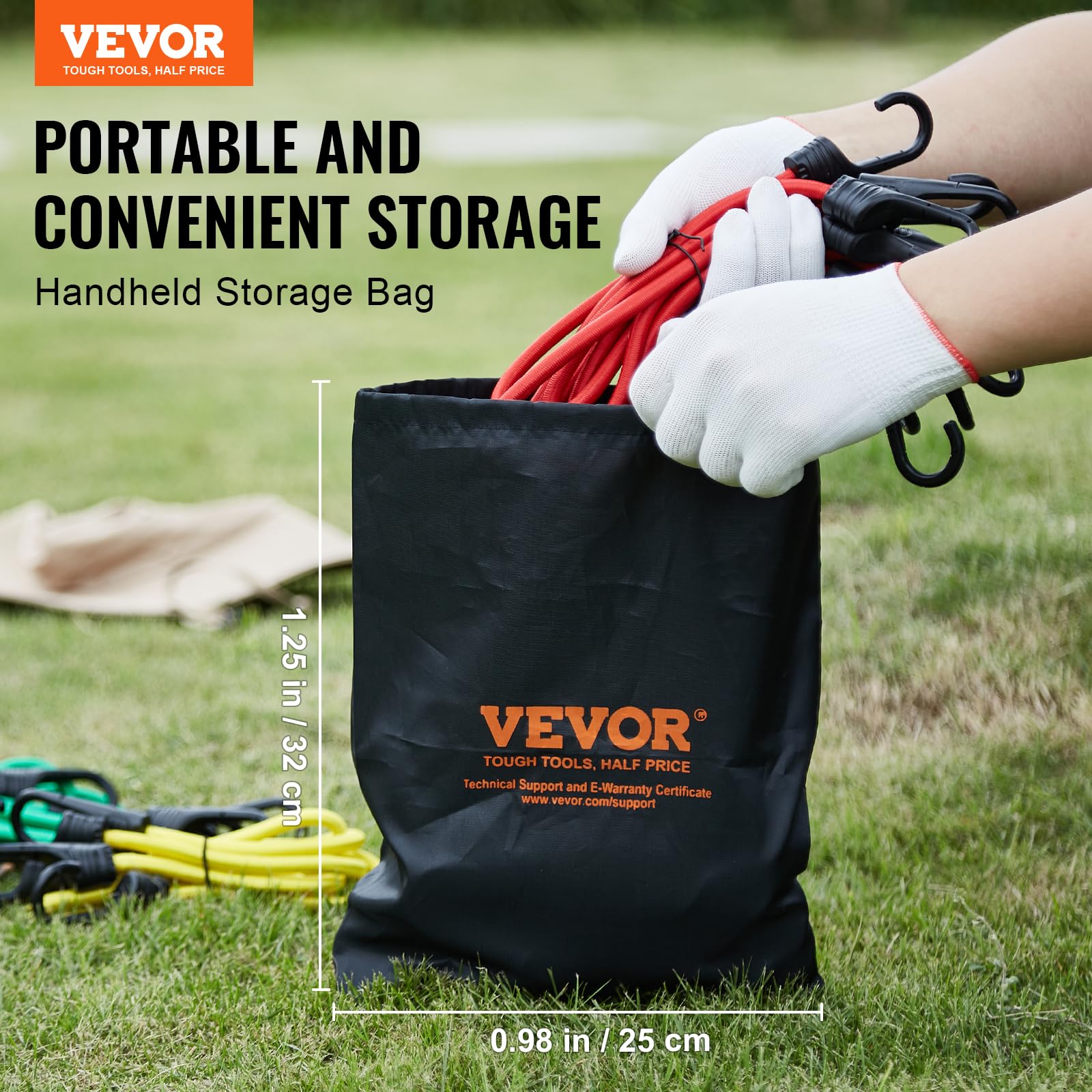 Foto 7 | Surtido De Cuerdas Elásticas Vevor, 32 Unidades, 12 Mm, Resistentes, Con Ganchos - Venta Internacional.