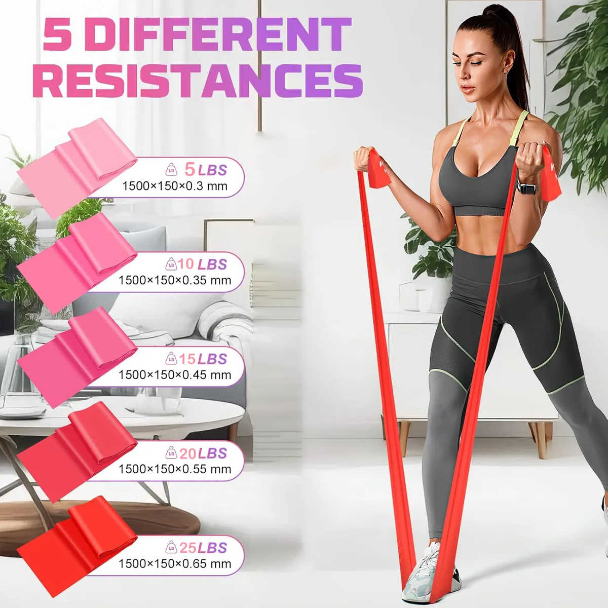 Foto 2 | Bandas Elásticas De Resistencia Ejercicio Fitness Yoga 6 Pcs Eo Safe Imports Esi-19337 Multicolor