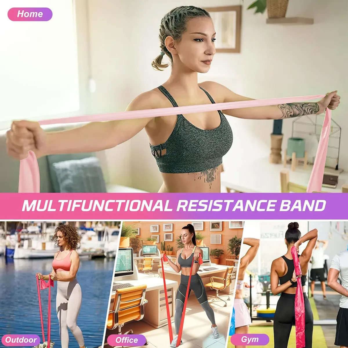 Foto 4 pulgar | Bandas Elásticas De Resistencia Ejercicio Fitness Yoga 6 Pcs Eo Safe Imports Esi-19337 Multicolor